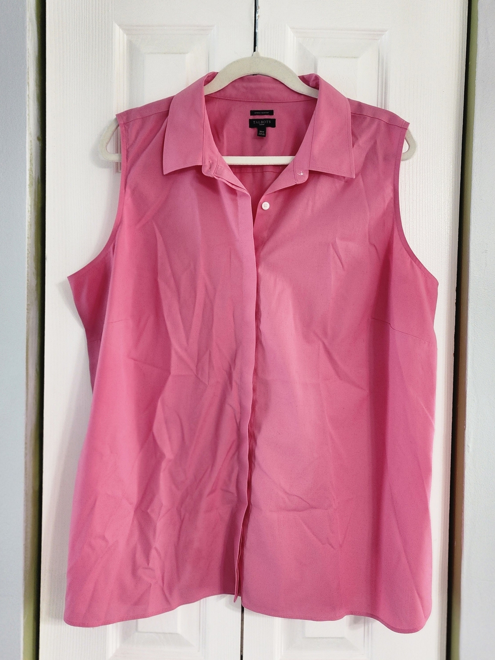 Talbots Sleeveless Button-Down Blouse in Hot Pink Size 16W